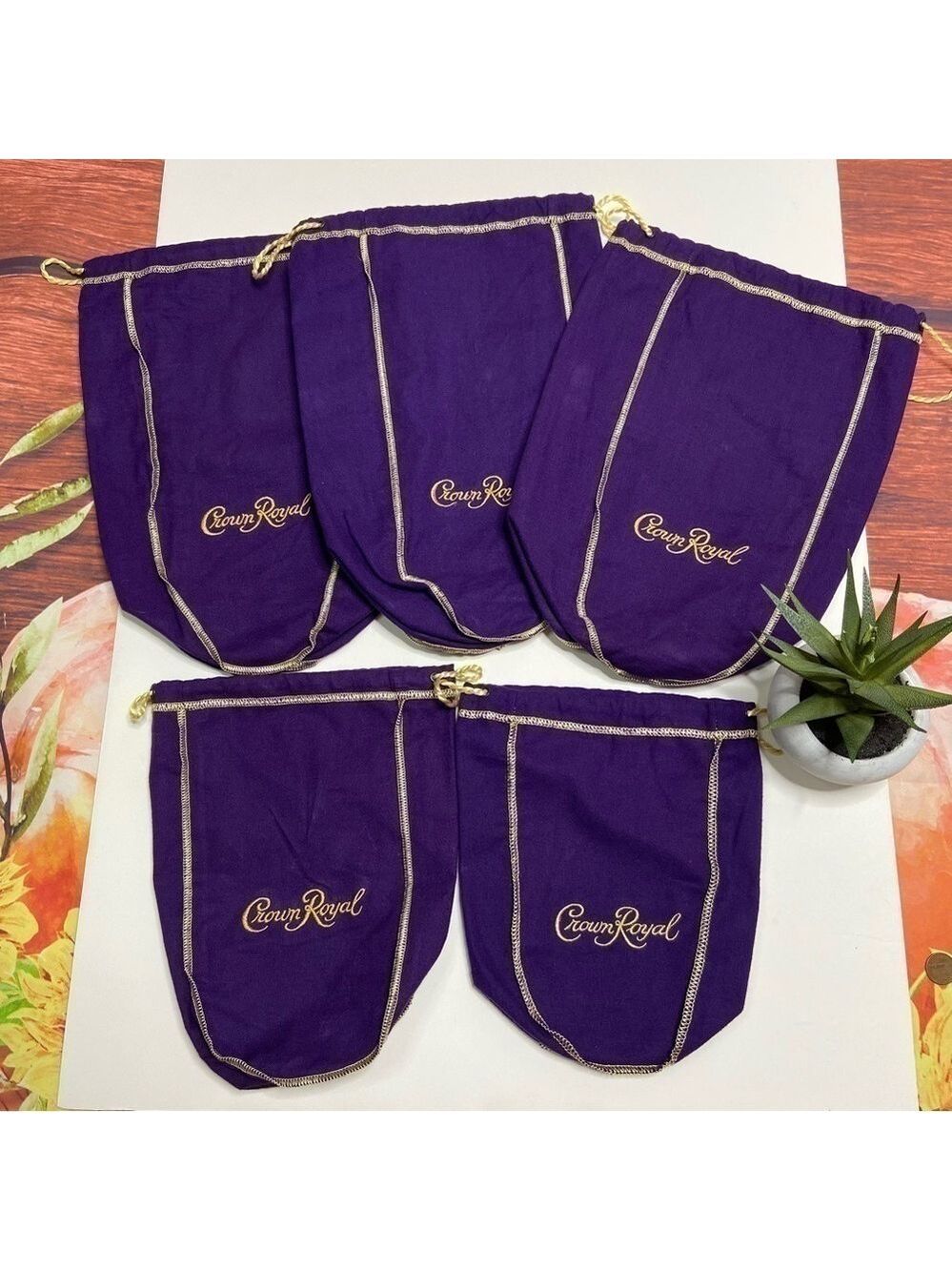 CROWN Royal bags 3 Large 2 Small